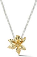 CHLOE AND MADISON Gold Plated Flower Pendant Cord Necklace