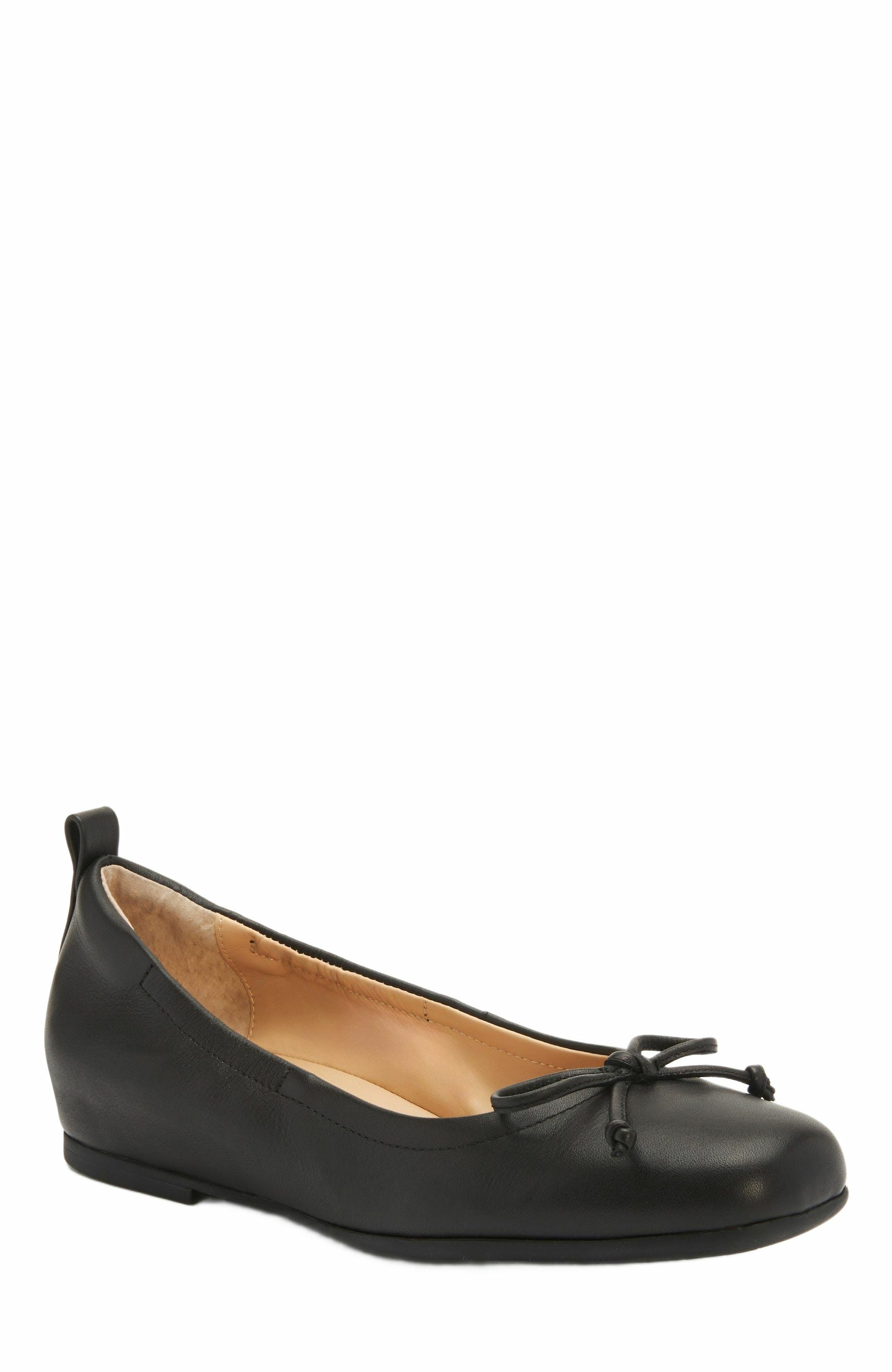 Cadence Bow Ballet Flat, Main, color, Black Nappa - Regular