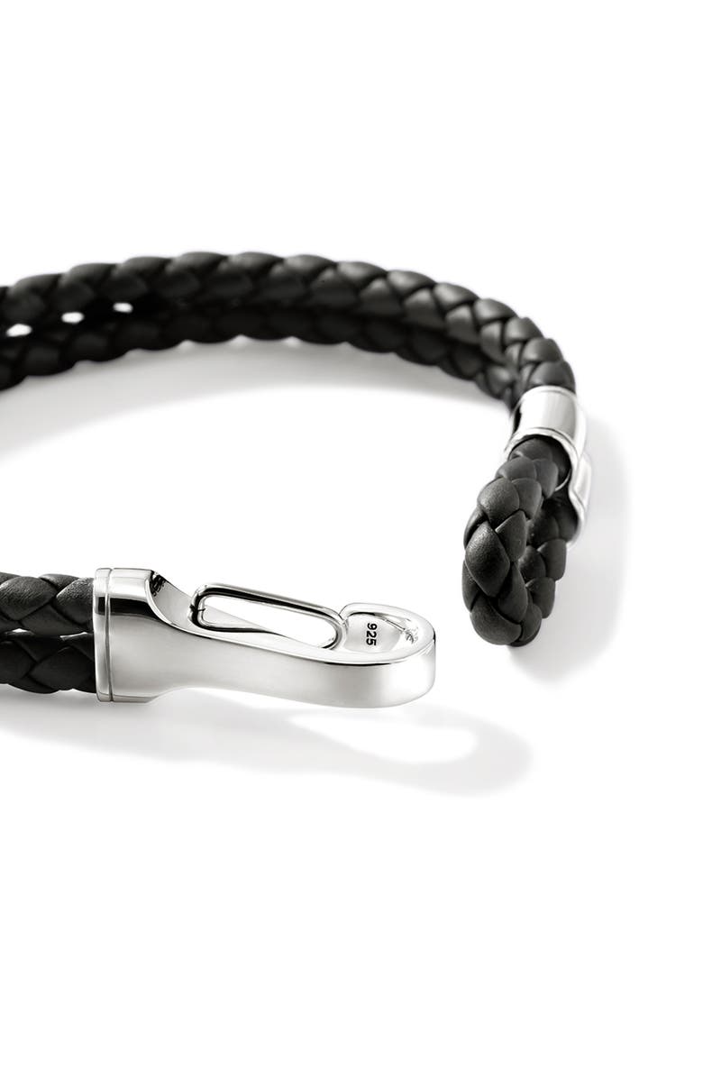 John Hardy Braided Leather Bracelet, Alternate, color, Silver/ Black