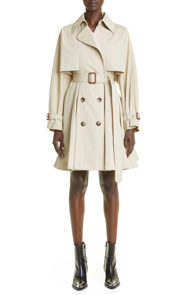 McQueen Belted A-Line Trench Coat, Main, color, 