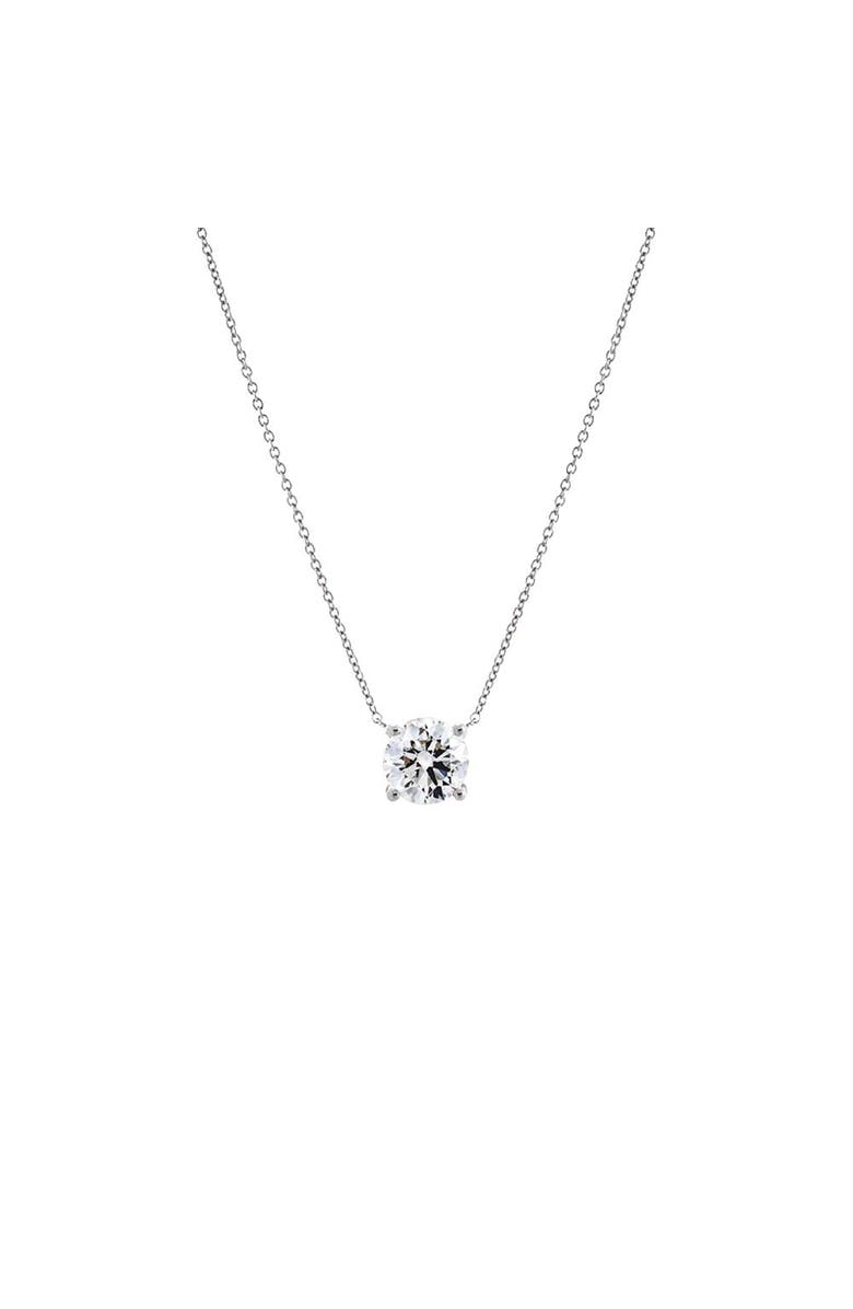 BY ADINA EDEN Lab Grown Diamond Round Solitaire Necklace 14K, Main, color, 14K White Gold - 2 Carat