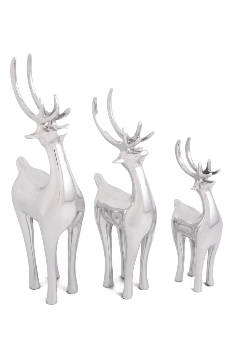 Nambé Set of 3 Reindeer, Main, color, Silver