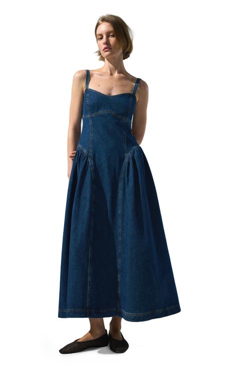 Flared-skirt Denim Dress
