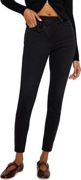 Good American Good Legs Crossover Waist Ankle Skinny Jeans