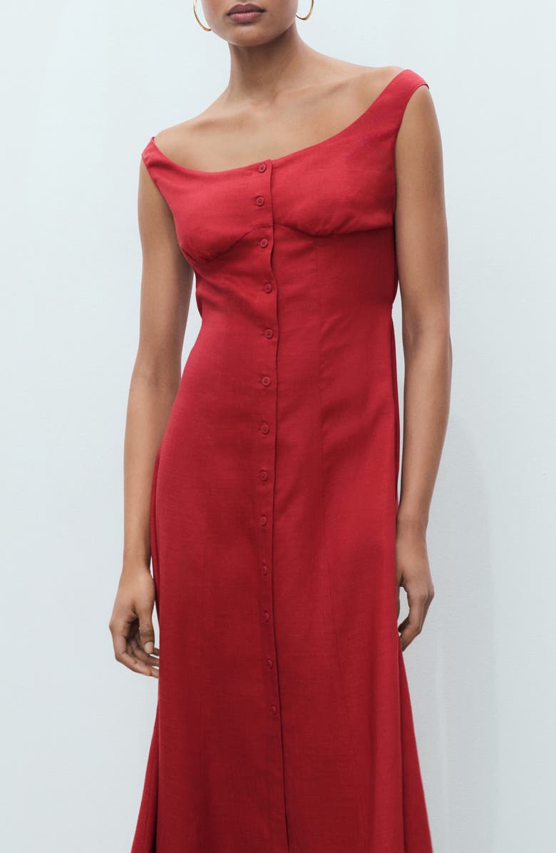 MANGO Button-Up Midi Dress, Alternate, color, Dark Orange