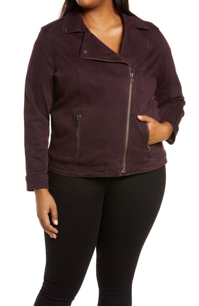 Liverpool Los Angeles Cotton Blend Moto Jacket, Alternate, color, 