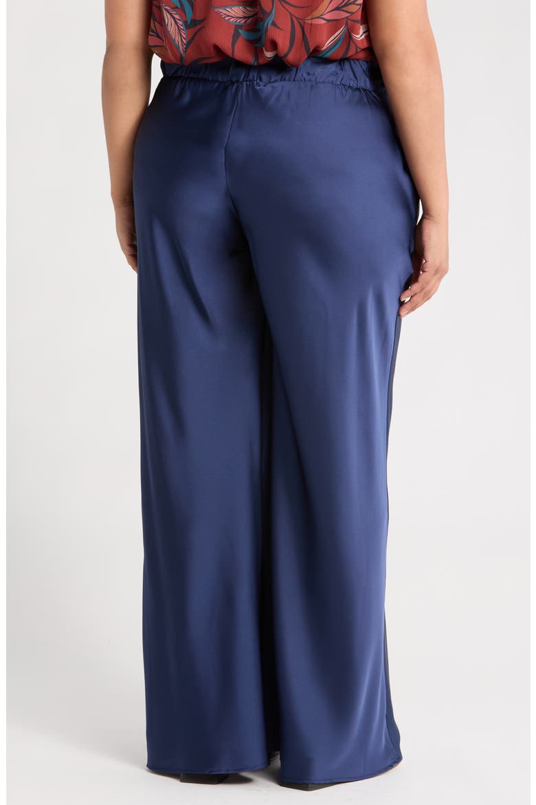 Satin Wide Leg Pants, Alternate, color, NAVY