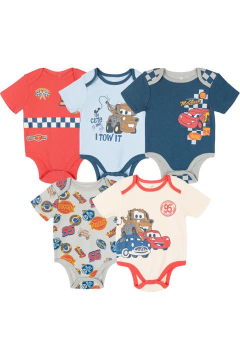 Pixar Boys' 5-Pack Short Sleeve Bodysuits