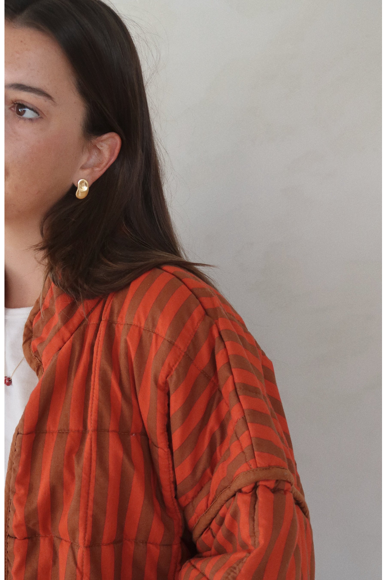 Bean Earrings, Alternate, color, Gold