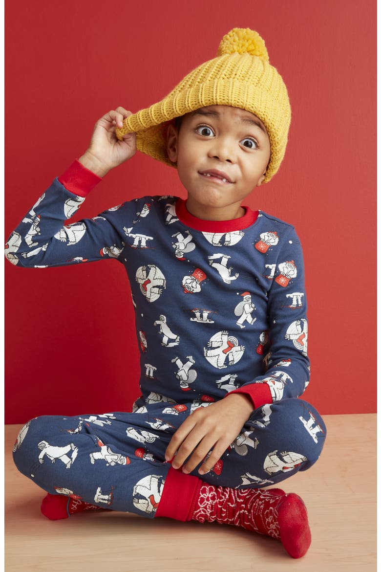 Glow in the Dark Fitted Two-Piece Pajamas, Alternate, color, BLACK GLOW SUPER KID