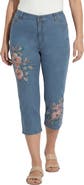 Roaman's Plus Size Classic Stretch High Rise Embroidered Capri Jean