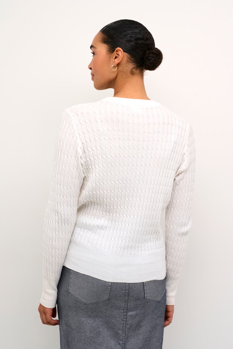 KAsilla Cable Knit Regular Fit Pullover, Alternate, color, Chalk