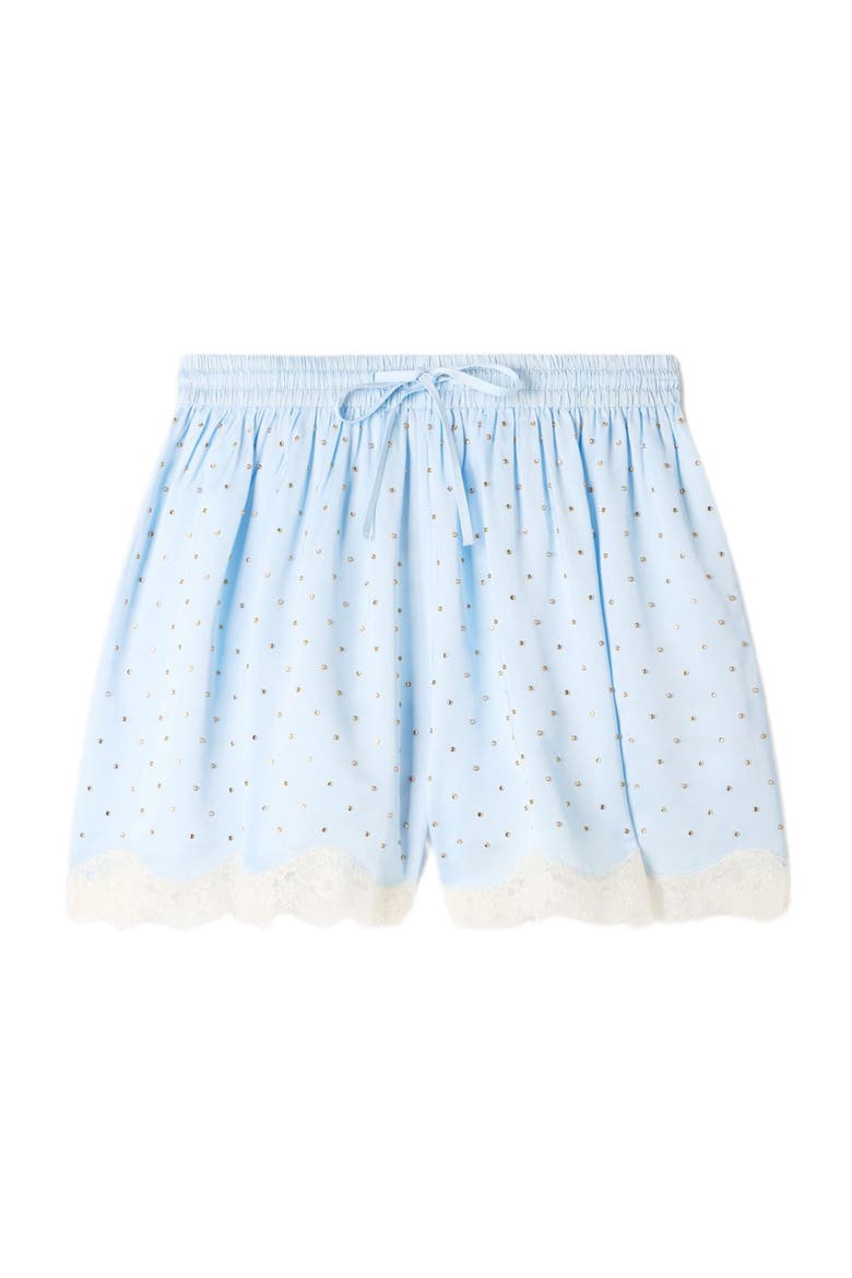Rhinestone shorts with lace, Alternate, color, Sky blue