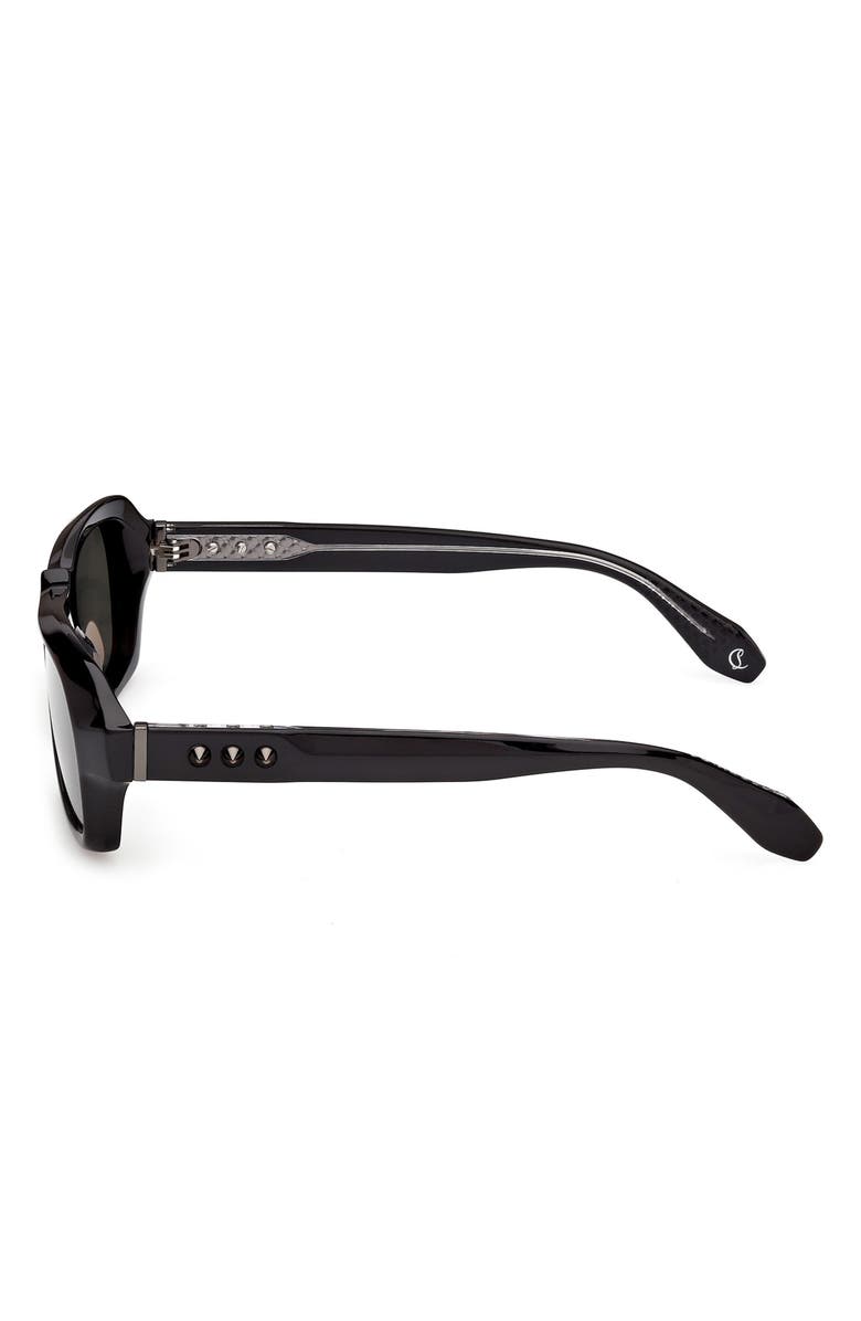 Christian Louboutin 56mm Rectangular Sunglasses, Alternate, color, Black Gunmetal / Zeiss Smoke