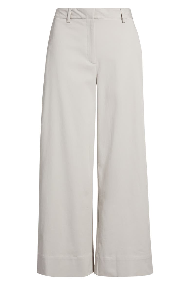 High Waist Stretch Organic Cotton Ankle Wide Leg Pants, Alternate, color, CHALK