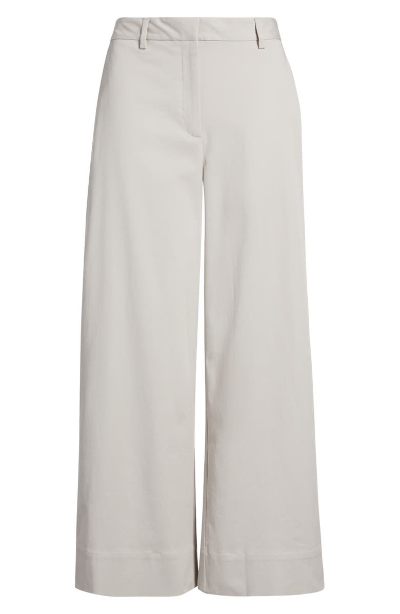 Eileen Fisher High Waist Stretch Organic Cotton Ankle Wide Leg Pants, Alternate, color, Chalk