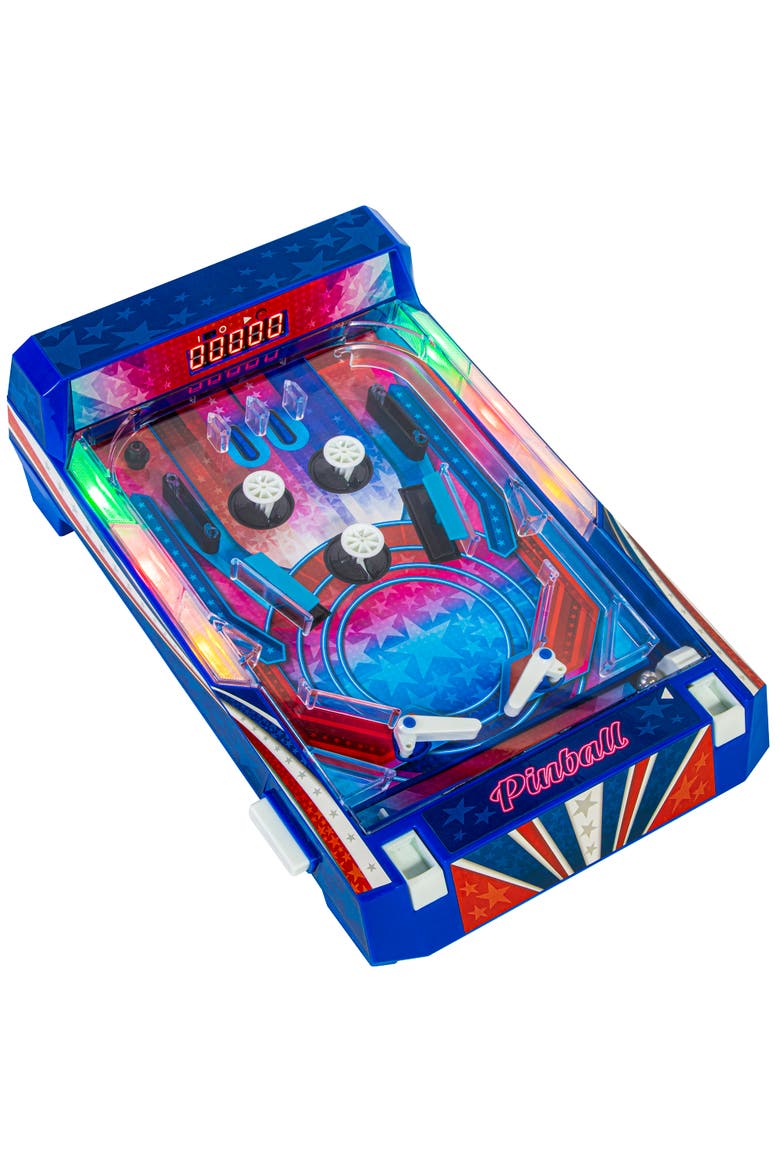 Retro Arcade Electronic Pinball Tabletop Game, Vibrating Bumpers, Led Lights, Alternate, color, Multicolored