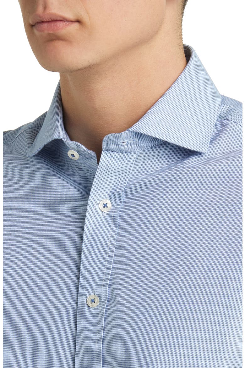 Non-Iron Clifton Weave Cutaway Slim Fit Shirt Double Cuff, Alternate, color, OCEAN BLUE