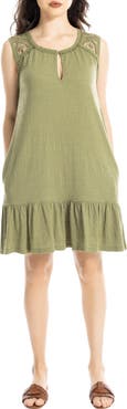 MAX STUDIO Lace Trim Sleeveless Trapeze Dress