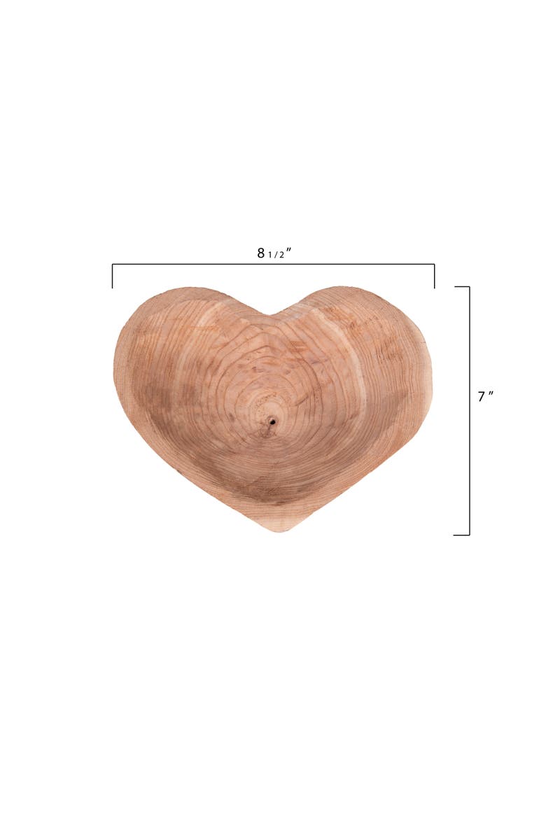 Decorative Chinaberry Wood Heart Shaped Bowl, Alternate, color, Brown