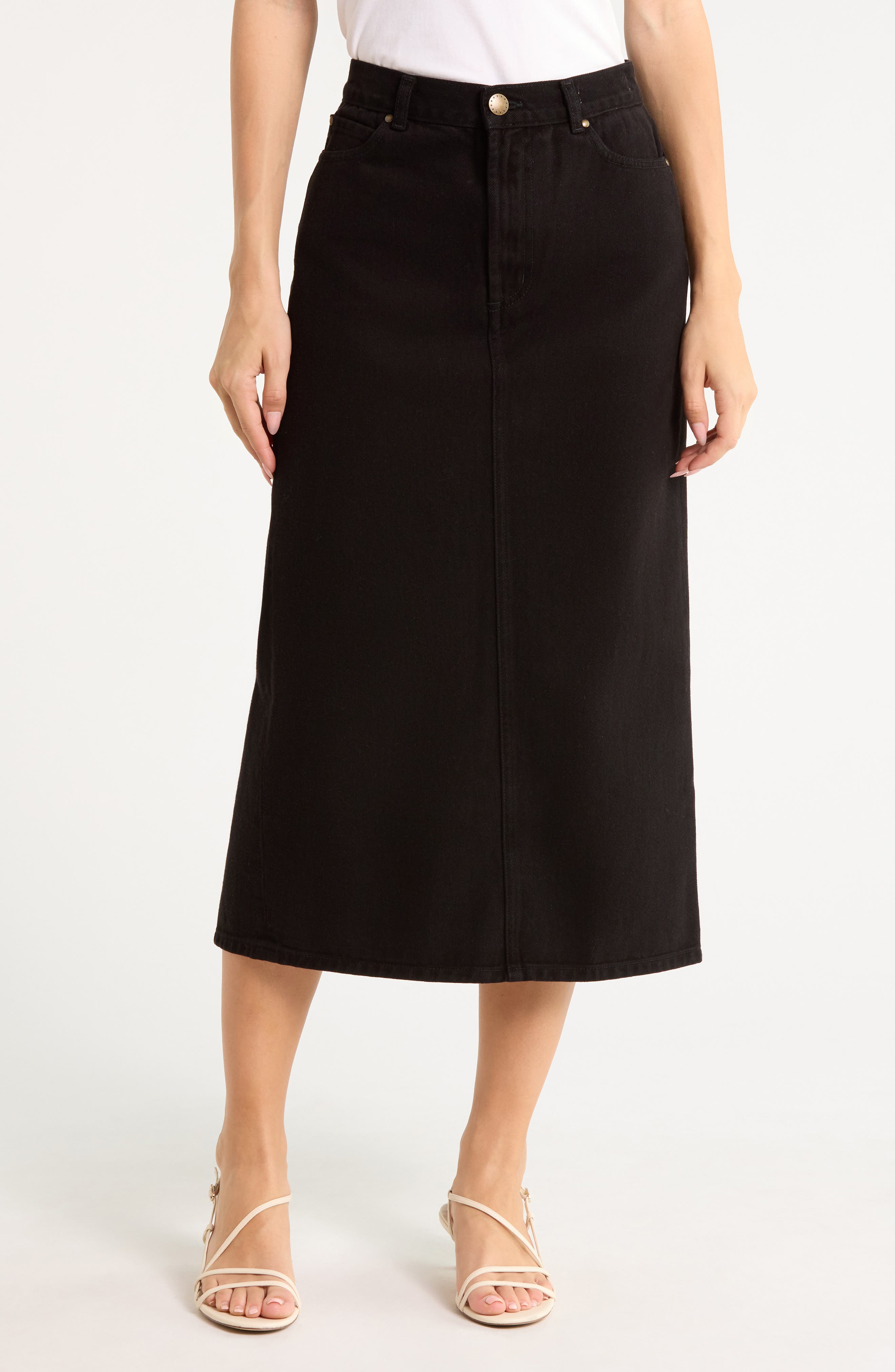 The Column Denim Midi Skirt