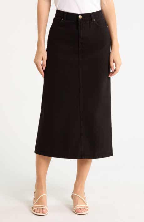 The Column Denim Midi Skirt