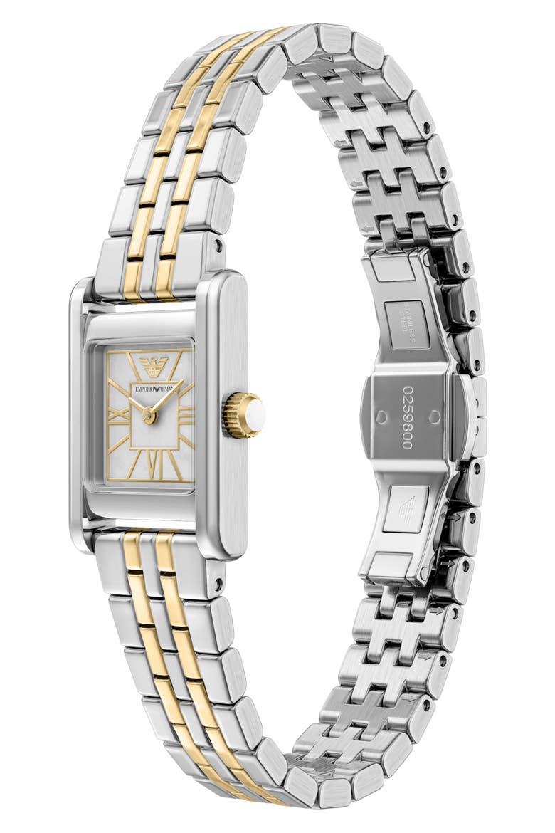 Small Mother-of-Pearl Tank Bracelet Watch, 19mm x 26mm, Alternate, color, SILVER