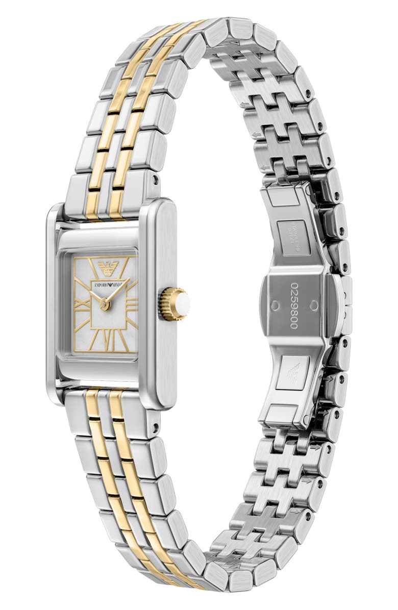 Emporio Armani Small Mother-of-Pearl Tank Bracelet Watch, 19mm x 26mm, Alternate, color,