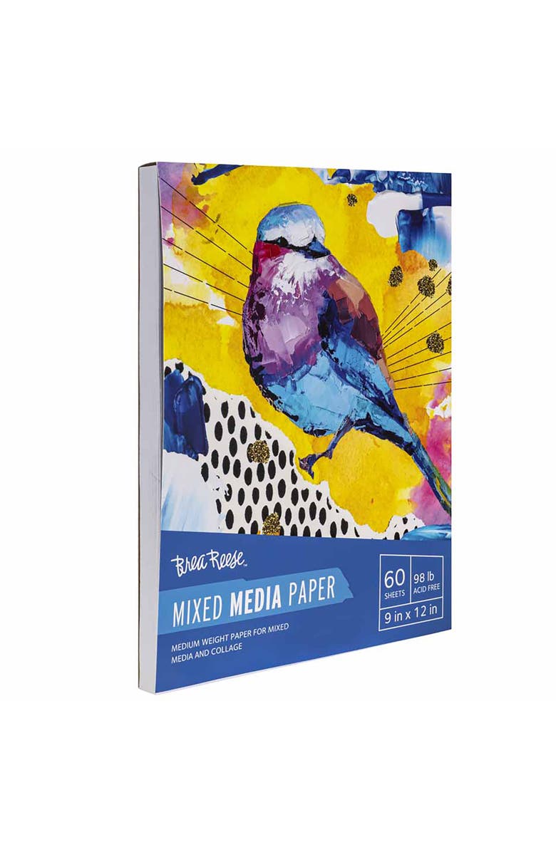 Brea Reese Mixed Media Paper Pad 60 Sheets, Alternate, color, Multicolored