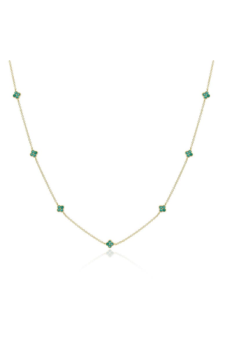 The Lovery Fine Jewelry Emerald Clover Station Necklace, Main, color, Emerald