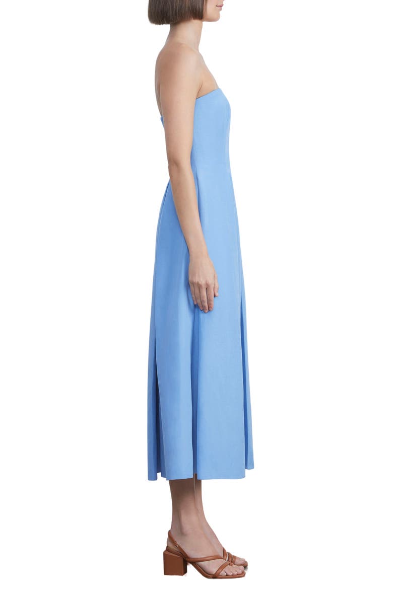 Lafayette 148 New York Pleated Silk & Linen Strapless Dress, Alternate, color,