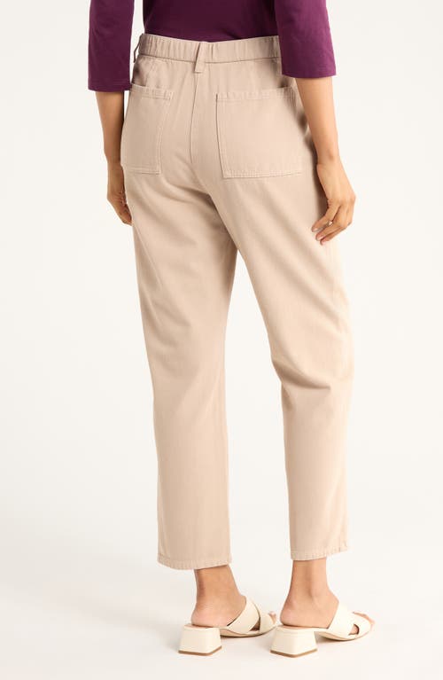 Eileen Fisher High Waist Stretch Organic Cotton Ankle Tapered Pants In White