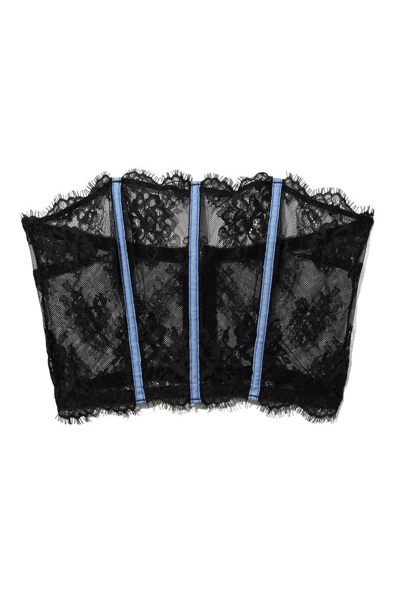 Katrina Strapless Lace Corset, Alternate, color, DENIM