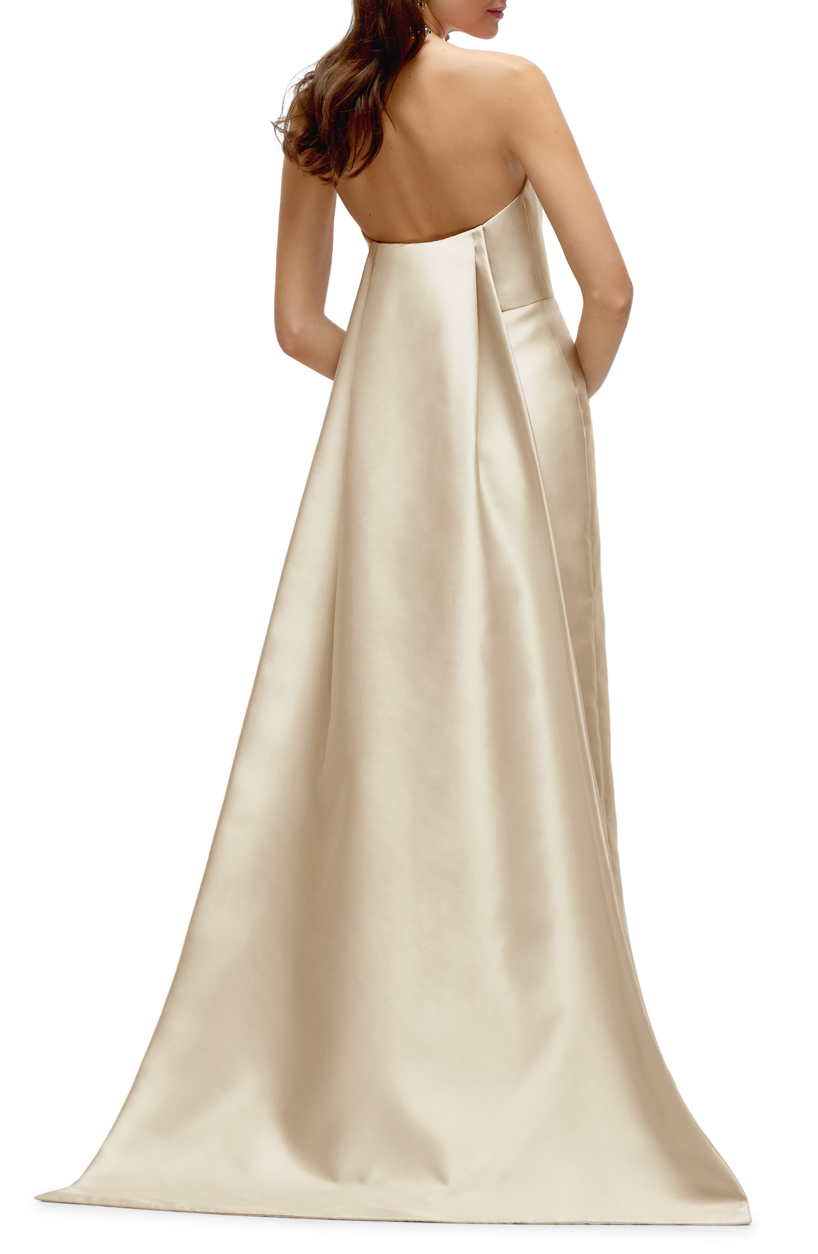 Strapless Satin Twill Column Gown with Removable Train - image 4