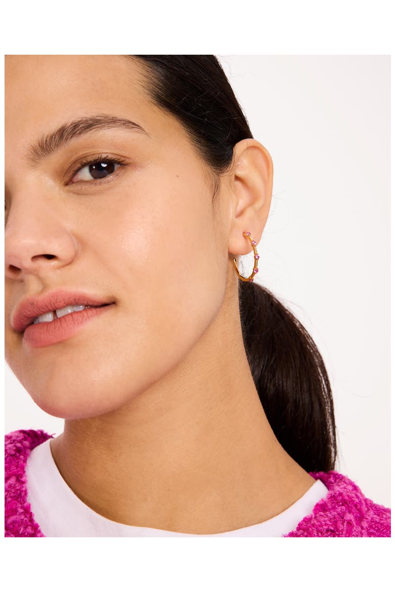 cubic zirconia hoop earrings, Alternate, color, ROSEGOLD