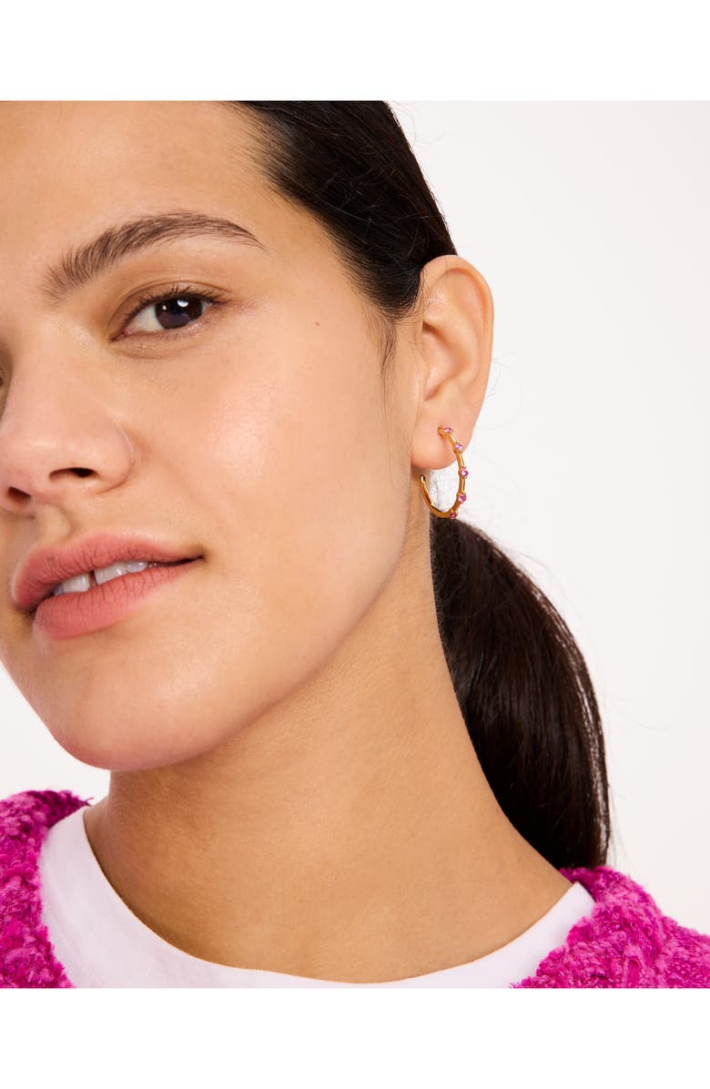Kate Spade New York cubic zirconia hoop earrings, Alternate, color, Rosegold