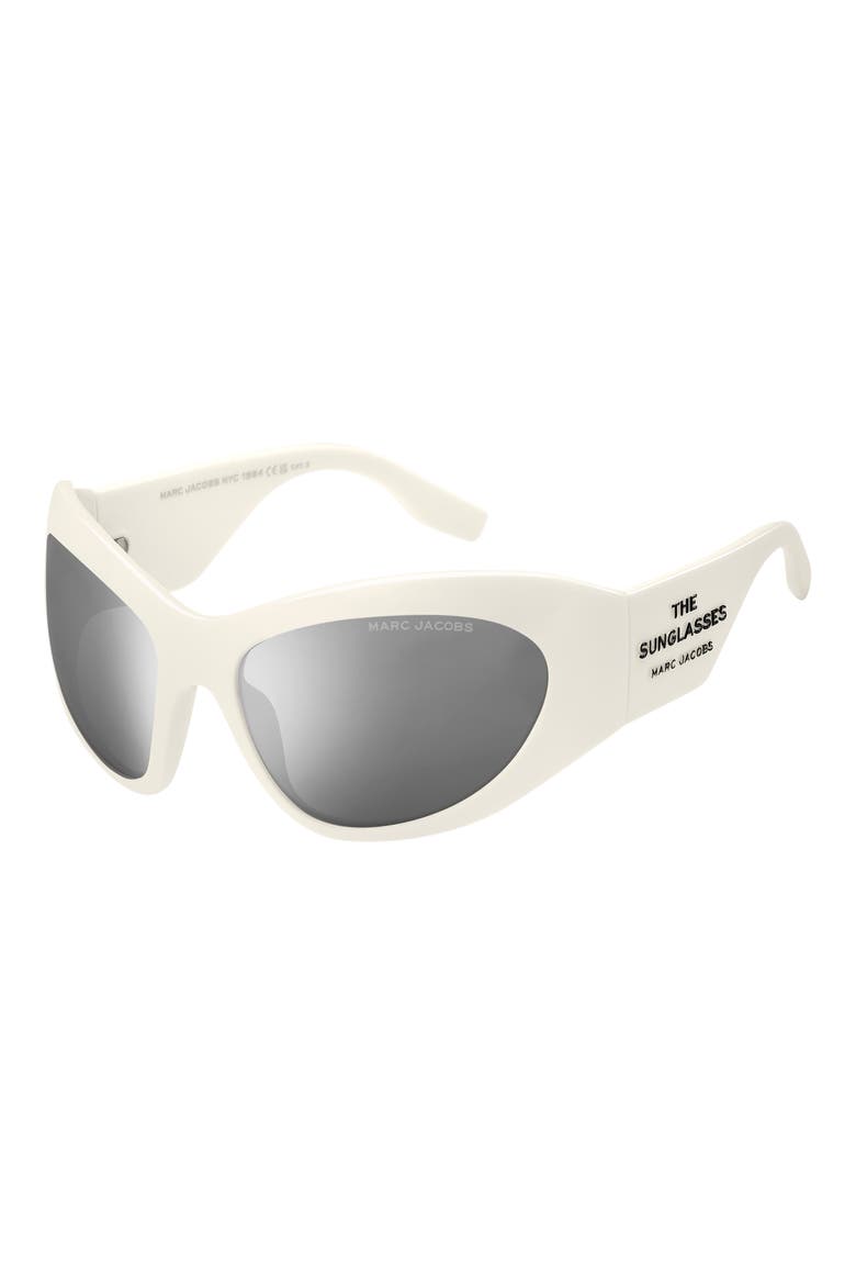 62mm Rectangular Sunglasses, Alternate, color, IVORY/ SILVER SP