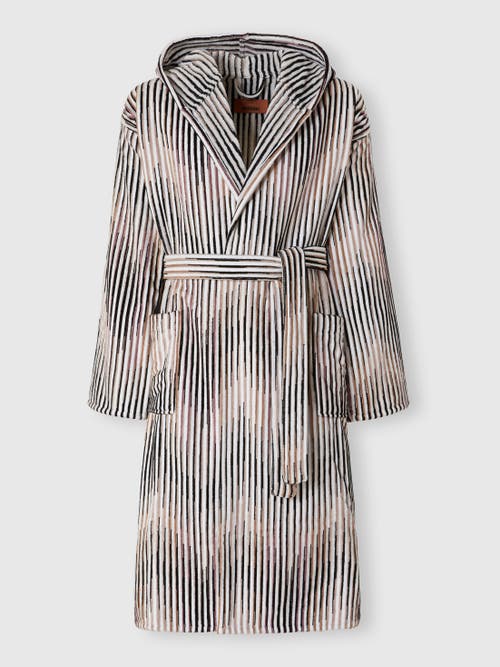 Missoni Home Arpeggio Bathrobe In Slub Cotton Terry In Brown