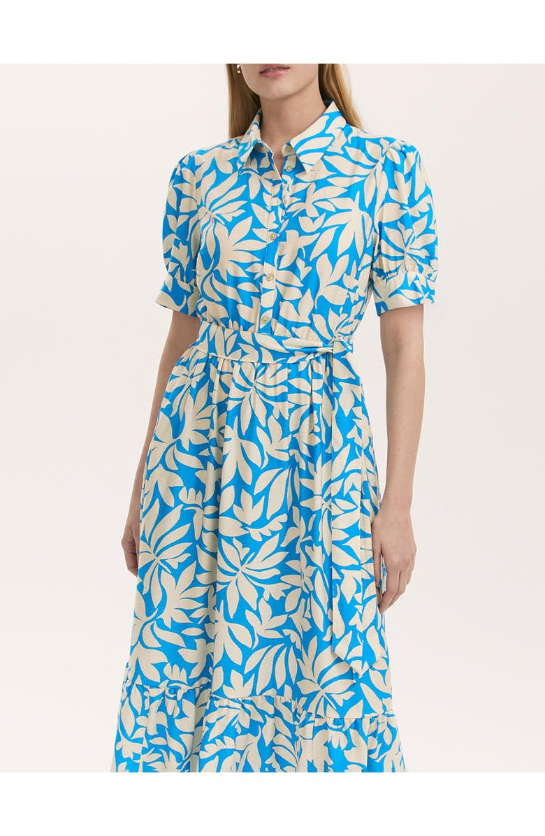 Finery London Liana Floral Midi Tiered Dress, Alternate, color, Blue Leaf