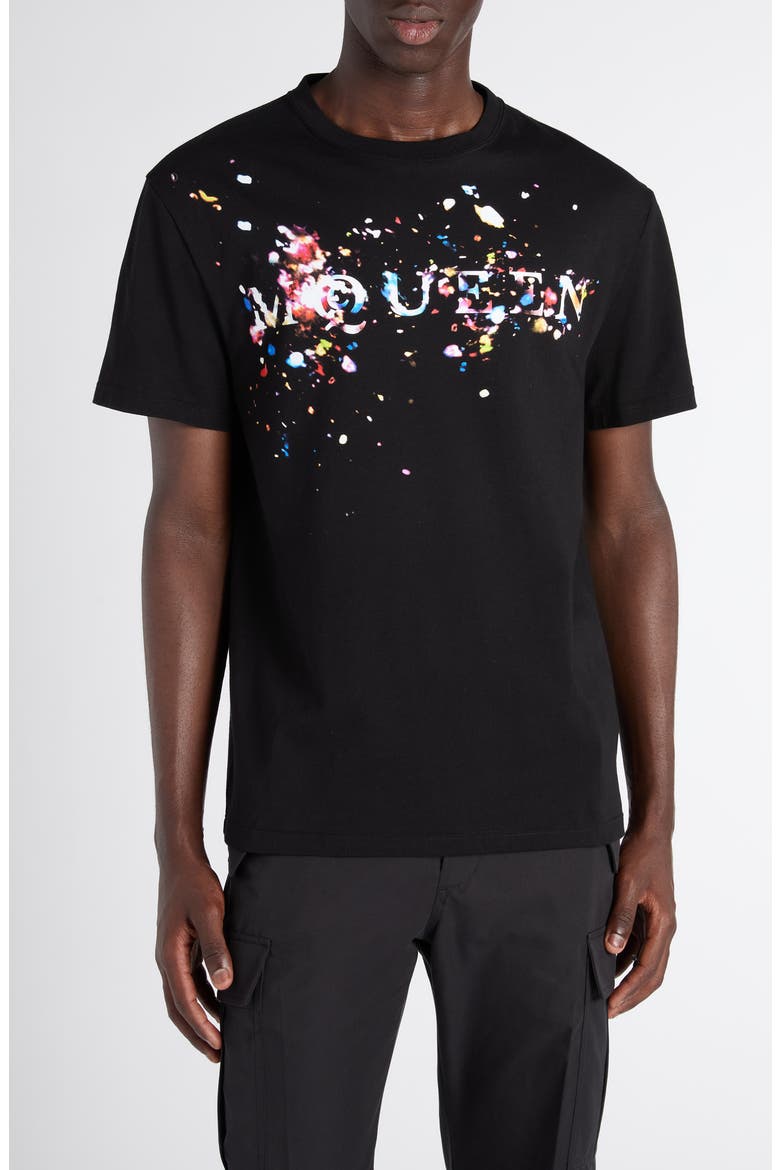 Paint Splattered Logo Graphic T-Shirt, Main, color, BLACK / MULTICOLOUR
