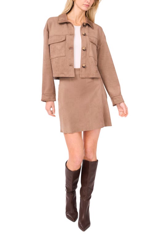 Vince Camuto Side Slit Faux Suede Miniskirt In Brown