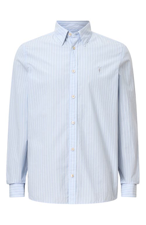 Allsaints Relaxed Fit Button Front Shirt In Willow Blue