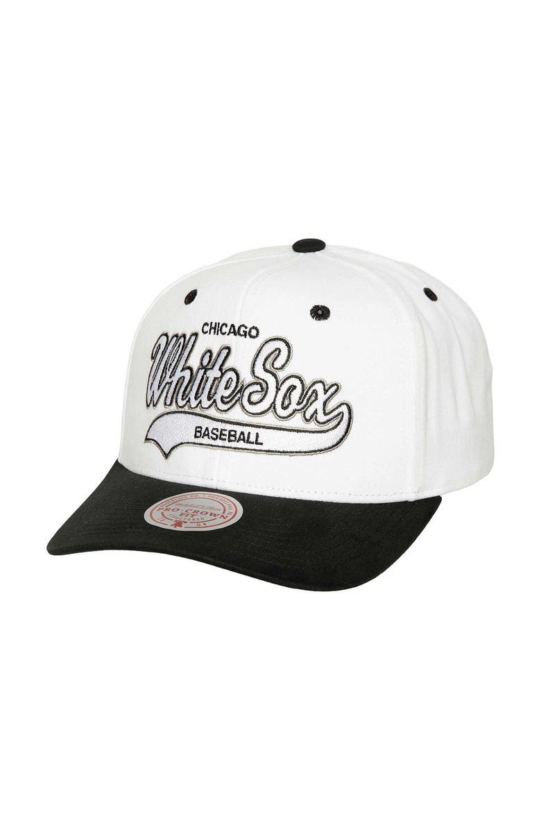 Mitchell & Ness Men's Mitchell & Ness White Chicago White Sox Cooperstown Collection Tail Sweep Pro Snapback Hat, Main, color,