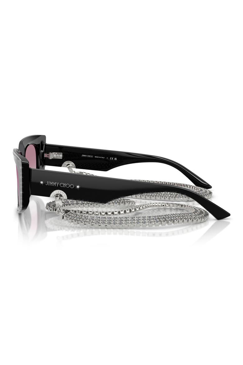 52mm Gradient Cat Eye Sunglasses with Embellished Chain, Alternate, color, BLACK / CLEAR GRADIENT