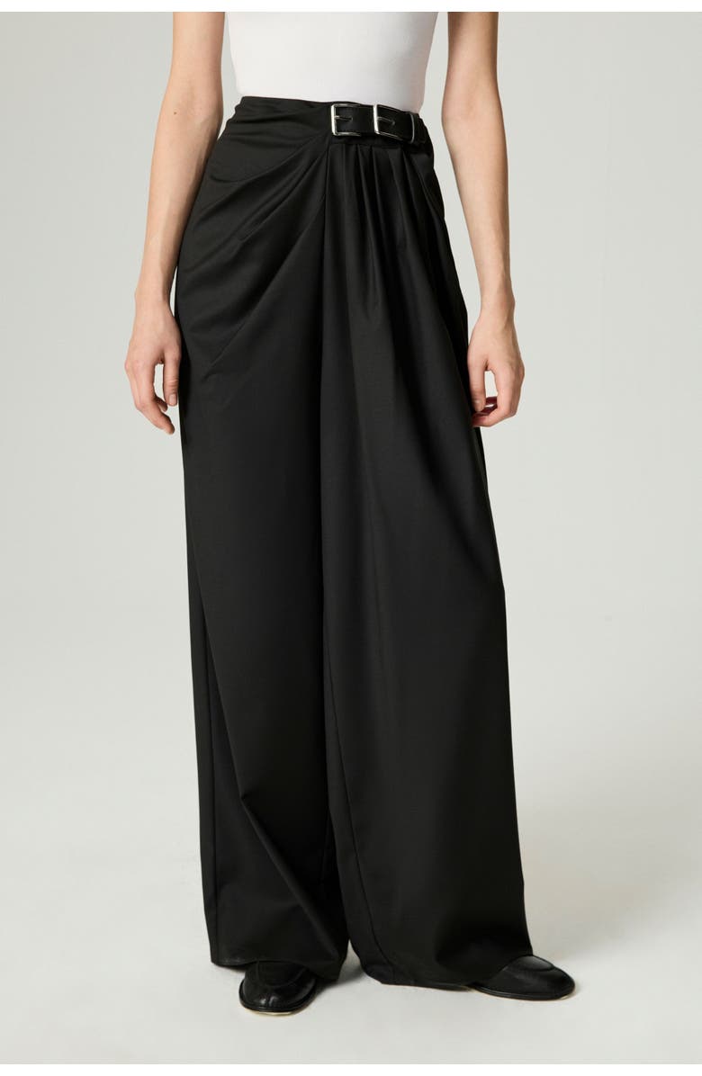 Nocturne Double-Buckle High-Waist Pants, Alternate, color, Black