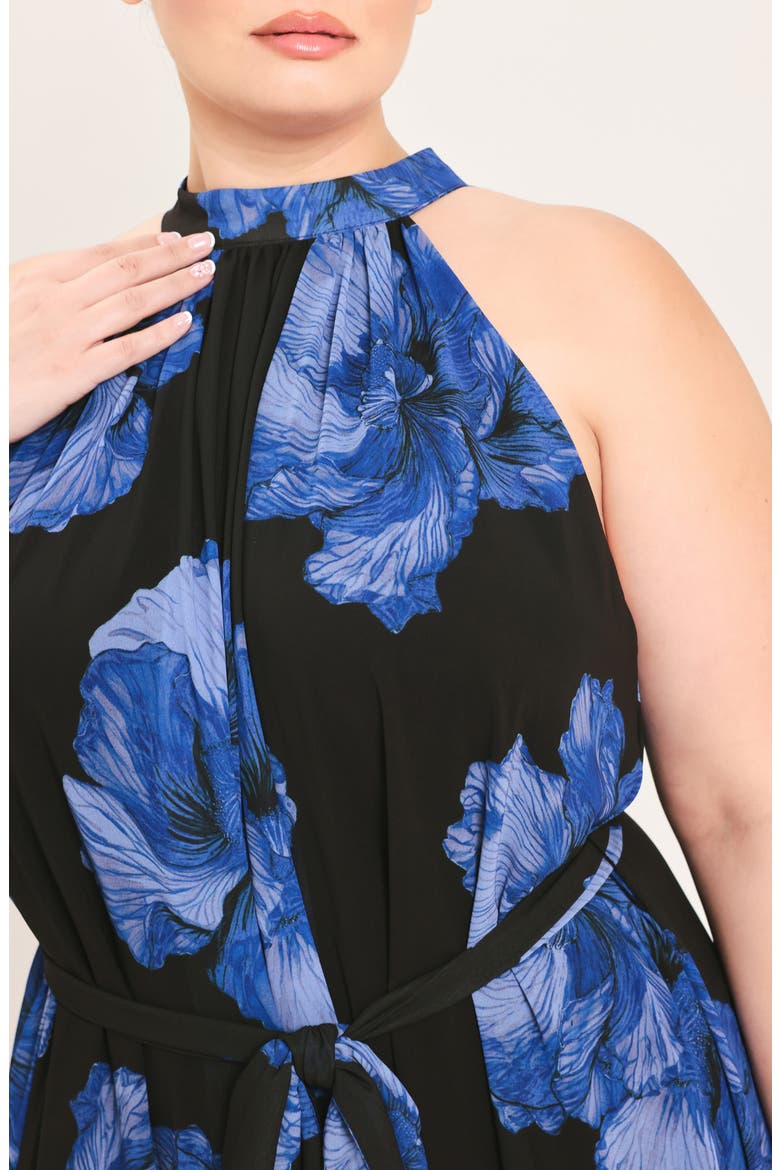 Floral Halter Maxi Dress, Alternate, color, BLACK / BLUE
