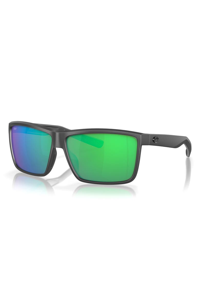 Costa Del Mar Rinconcito 60mm Polarized Rectangular Sunglasses, Alternate, color, Green