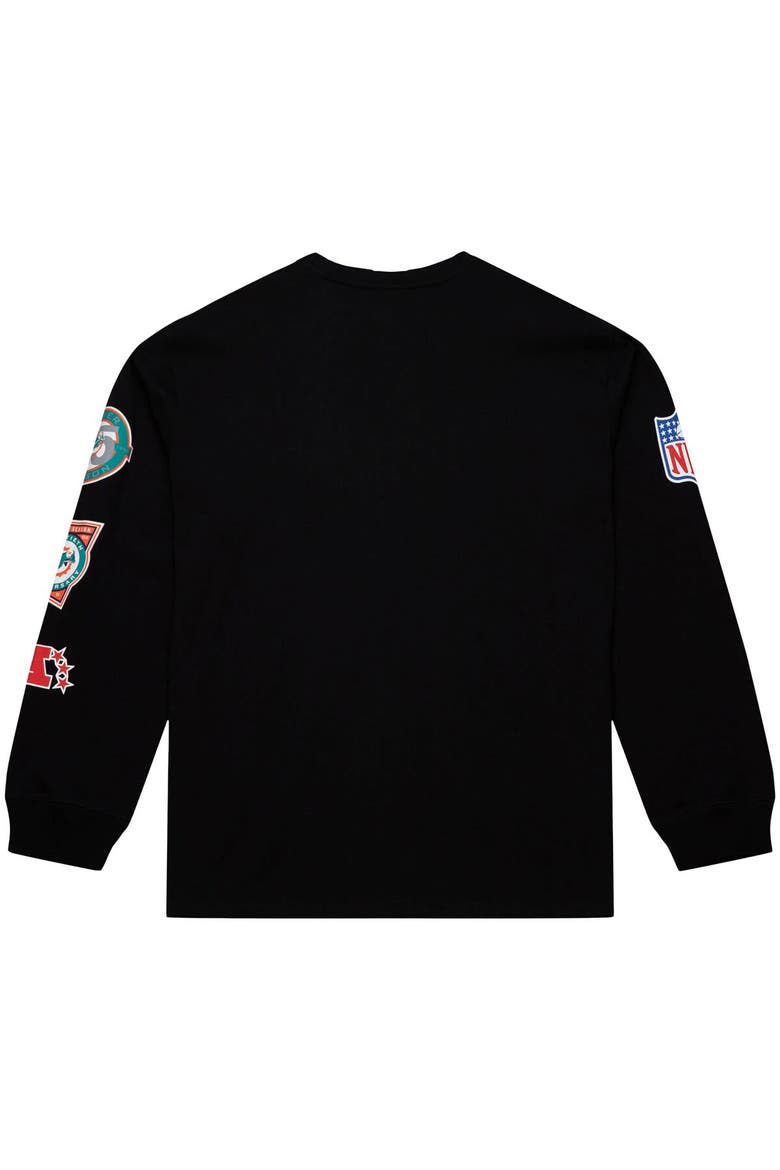 Men's Mitchell & Ness  Black Miami Dolphins Training Camp Vintage Logos Long Sleeve T-Shirt, Alternate, color, Black