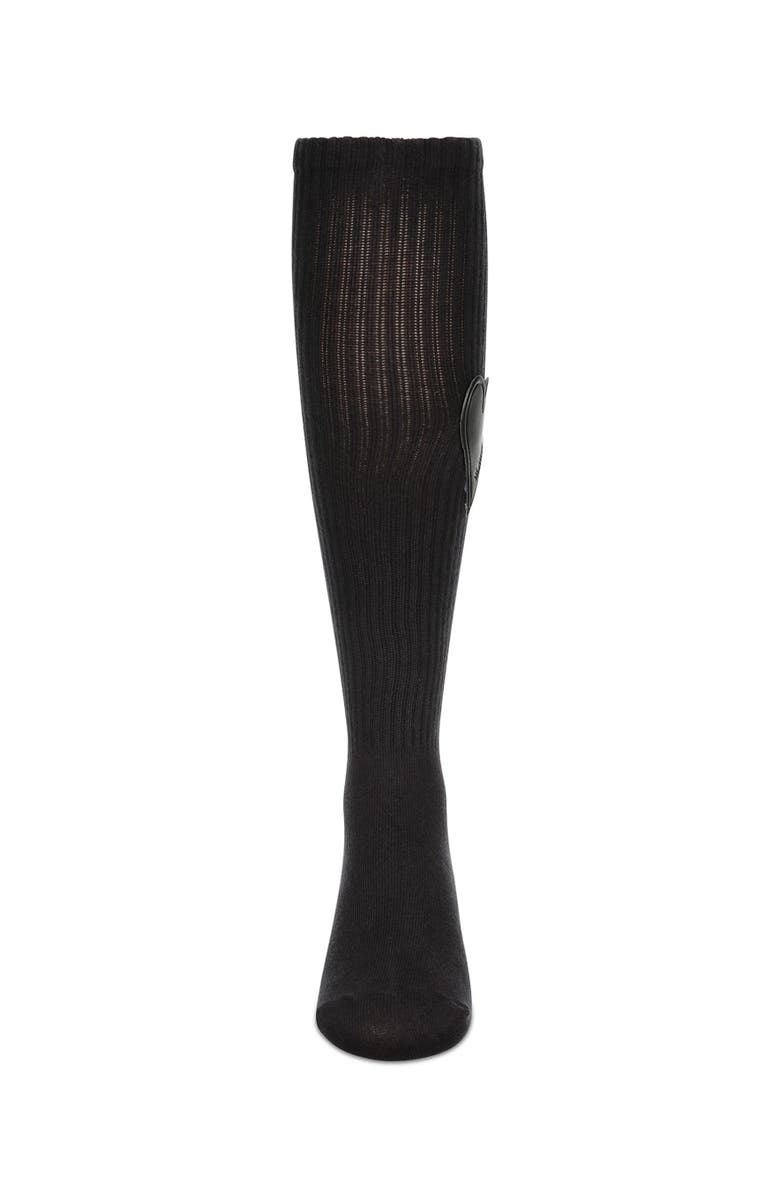 MeMoi Ribbed Heart Patch Knee Sock, Alternate, color, 