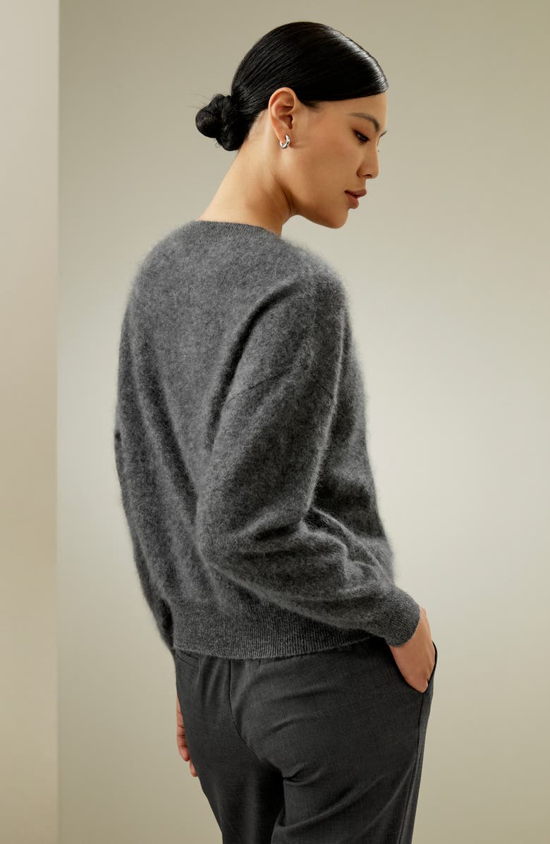 Lilysilk Women's Relaxed Drop-Shoulder Cashmere Sweater, Alternate, color, Dark Gray
